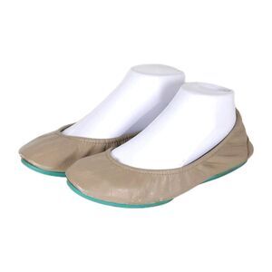 TIEKS by Gavrieli Women's US8 Taupe Leather Slip On Flat Foldable Ballet Flats